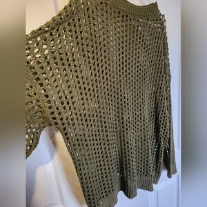 Solid Hollow Out Oversized Long Sleeve Sweater